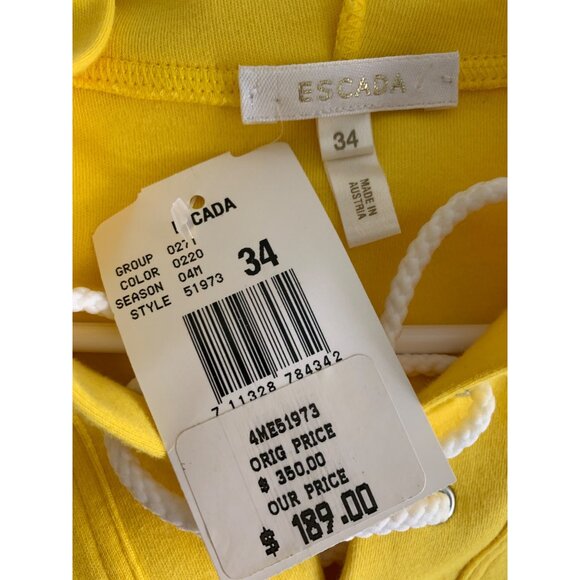 Rare NWT Escada Small 2-piece Yellow Hooded Sweats Set Austria Jogger Vacay 8799 - Picture 4 of 9